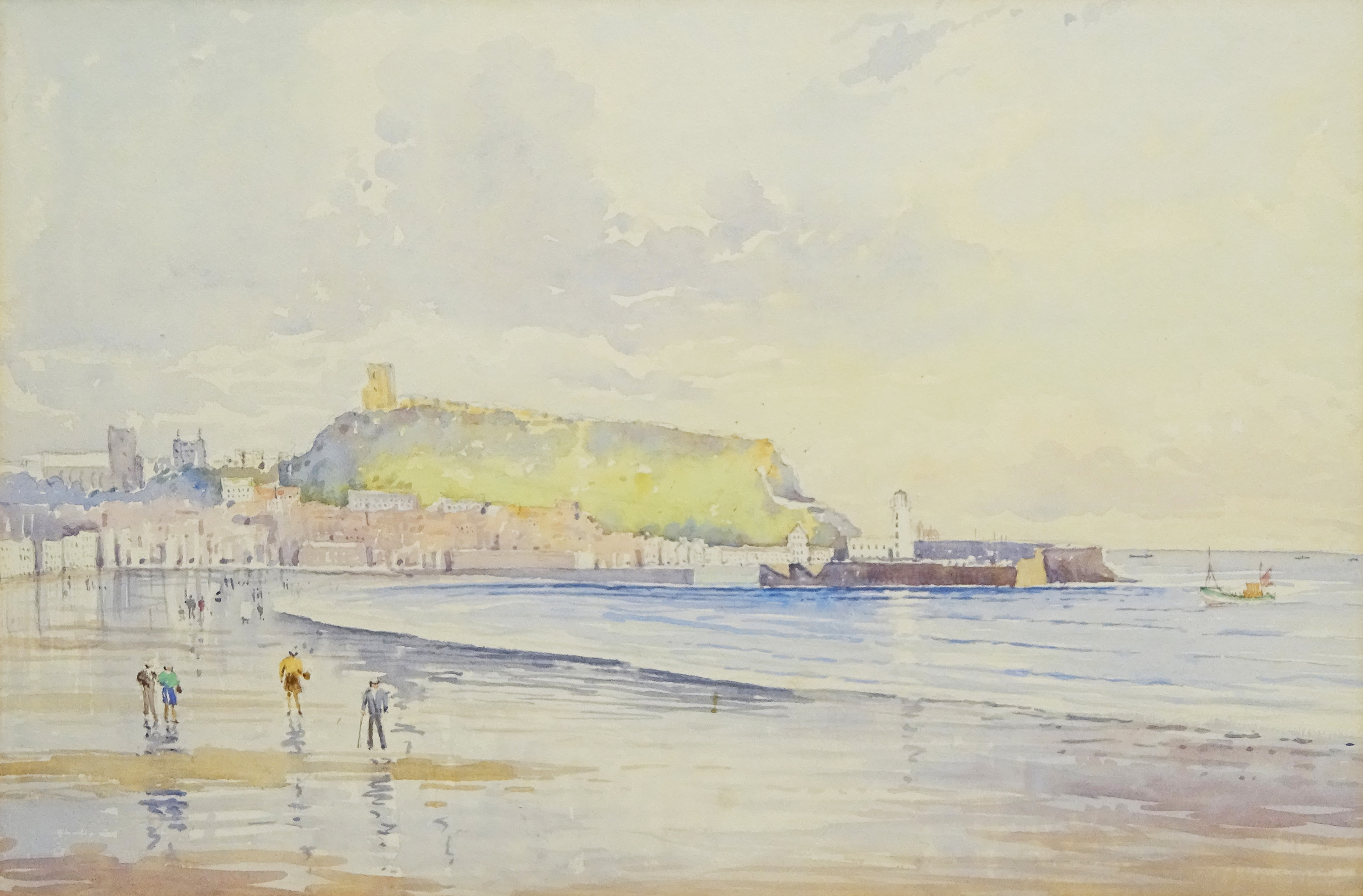 Edward H Simpson (British 1901-1989): 'Beach and Castle Hill Scarborough', watercolour signed, title