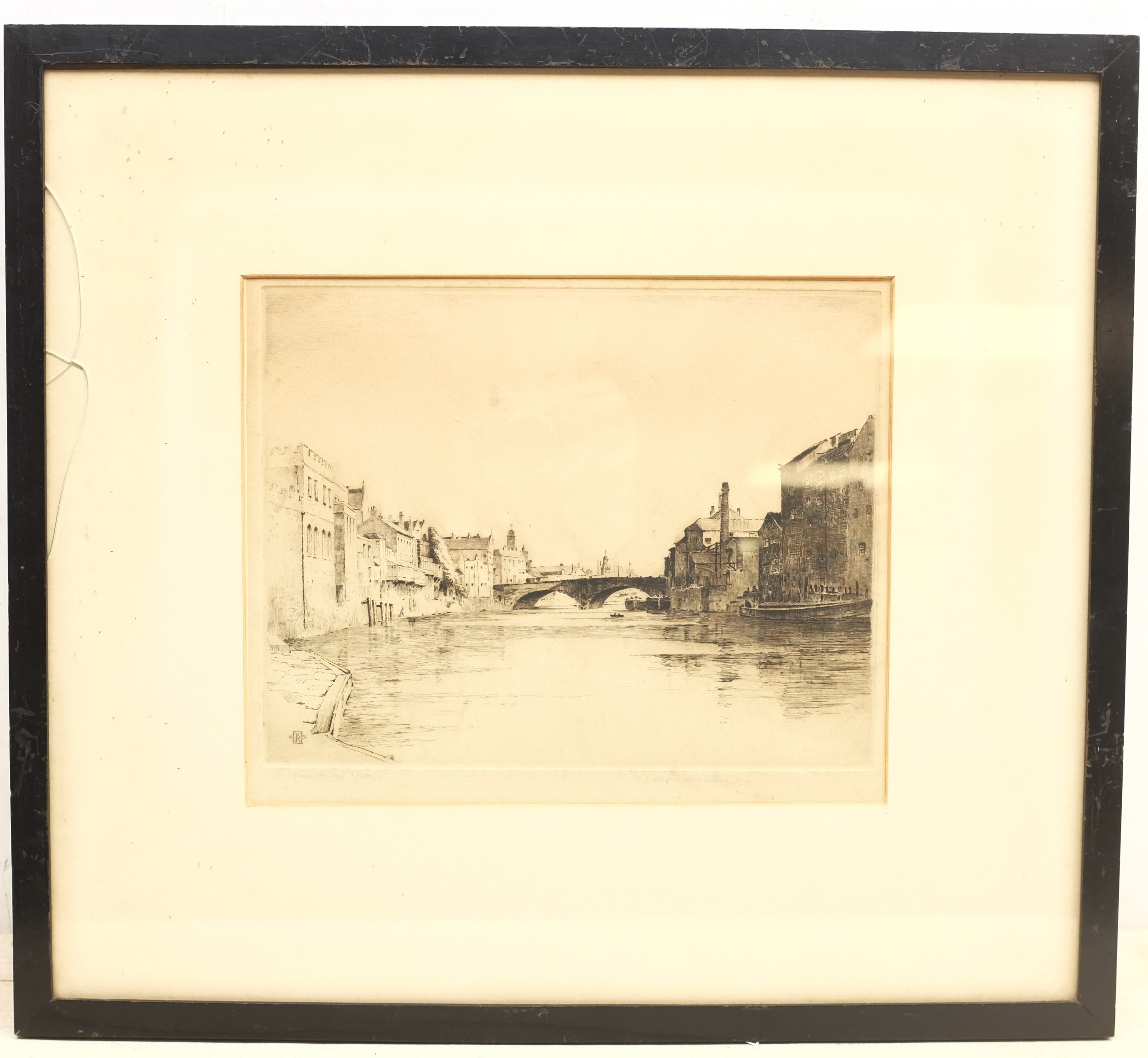 J Barrie Robinson (Early 20th century): 'Ouse Bridge York', etching signed and titled in pencil 25cm - Image 2 of 2