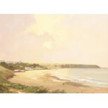 Don Micklethwaite (British 1936-): Filey Bay, oil on board signed 22cm x 29cm, another print after M