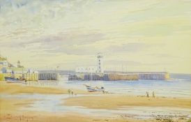 Edward H Simpson (British 1901-1989): 'South Beach and Lighthouse Scarborough', watercolour signed,