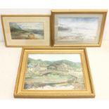 David Biglands (Northern British late 20th century): Sandsend, watercolour and gouache signed twice,