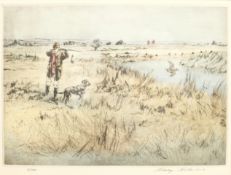 Henry Wilkinson (British 1921-2011): Shooting Snipe, coloured drypoint etching signed and numbered 5