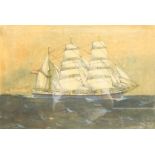 R Takes (19th/20th century): 'Willem Eggers' - Sailing Ship's Portrait, pen and watercolour signed 3