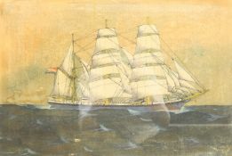 R Takes (19th/20th century): 'Willem Eggers' - Sailing Ship's Portrait, pen and watercolour signed 3