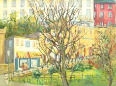 Ethel Blackburn (British 1907-2005): 'Museum Terrace Scarborough', oil on board signed with initials