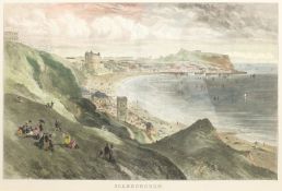 Figures Courting on Dickson's Point 'Scarborough', late 19th century hand coloured engraving after S