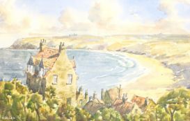 Ken Allan (British 20th century): Robin Hood's Bay, watercolour signed and dated '77, 26cm x 40cm