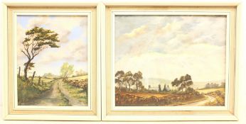 Nina Pickup (British 1947-): 'Breakthrough' and 'Breezy Day', two oils on board signed, titled and d