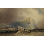 Circle of John Wilson Carmichael (British 1799-1868): 'Salvaging off Scarborough', watercolour unsig