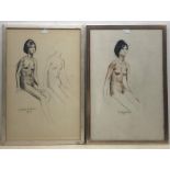 Douglas Anderson (British 1934-): Female Nude Studies, three (one verso) pencil and coloured chalk d