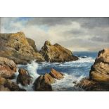 Geoffrey H Pooley (British 1908-2006): 'By the Sea St Abbs', oil on board signed, titled verso with