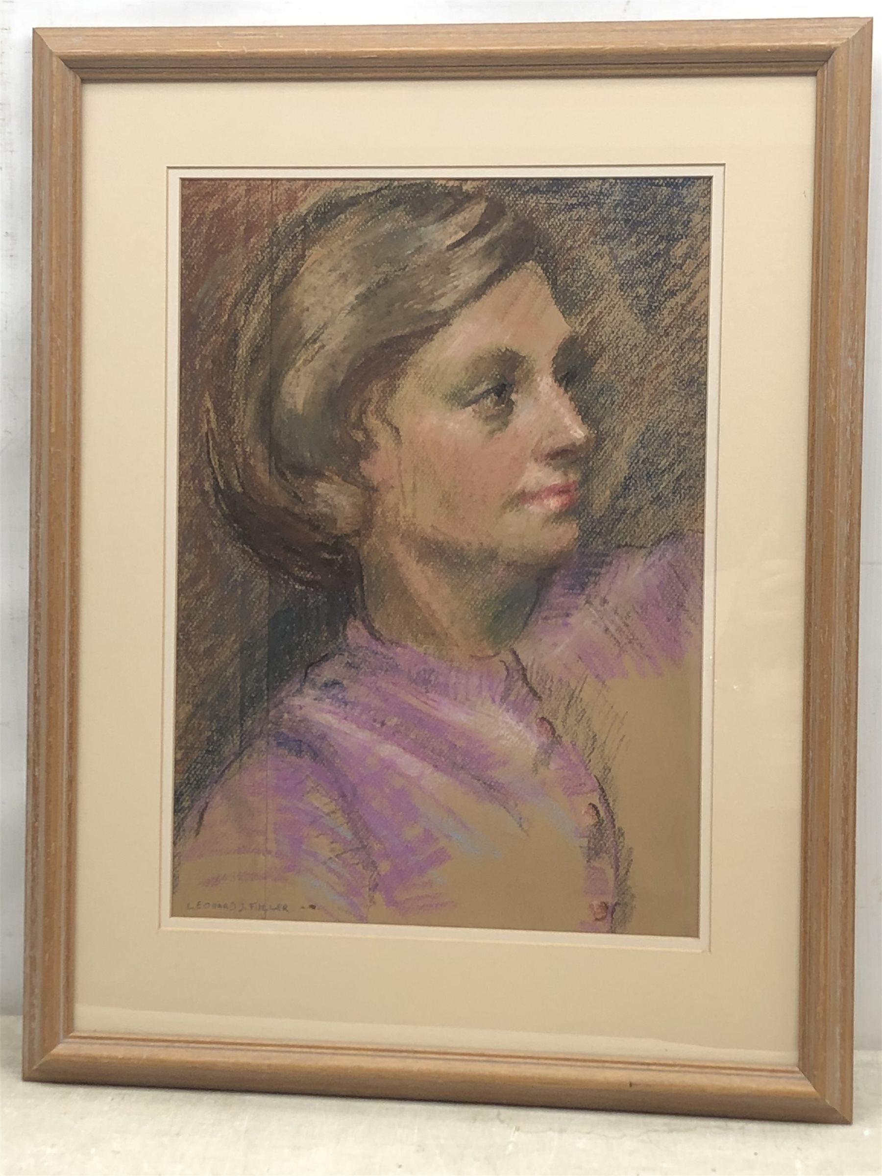 Leonard John Fuller (British 1891-1973): Bust Portrait of a Lady, pastel signed 44cm x 31cm - Image 2 of 2