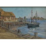 M R P Allwood (British early 20th century): 'Bosham Harbour', pastel titled and dated 1925, signed a