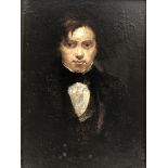 English School (19th century): Half length Portrait of a Young Man, oil on board unsigned 19cm x 14