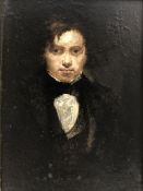 English School (19th century): Half length Portrait of a Young Man, oil on board unsigned 19cm x 14