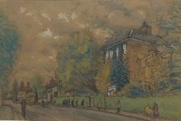Philip Poyser (British 1912-1988): 'Isleworth', watercolour with bodycolour signed titled and dated