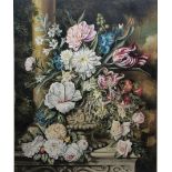 Frank Lonsdale (British 20th century): Still Life of Flowers on a Ledge, oil on board signed and dat
