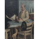 Bloomsbury School (Early 20th century): Man Reading the Paper, oil on board unsigned 34cm x 29cm