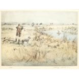 Henry Wilkinson (British 1921-2011): Shooting Snipe, coloured drypoint etching signed and numbered 5