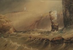 Henry Barlow Carter (British 1804-1868): Flamborough Head, watercolour unsigned 31cm x 46cm