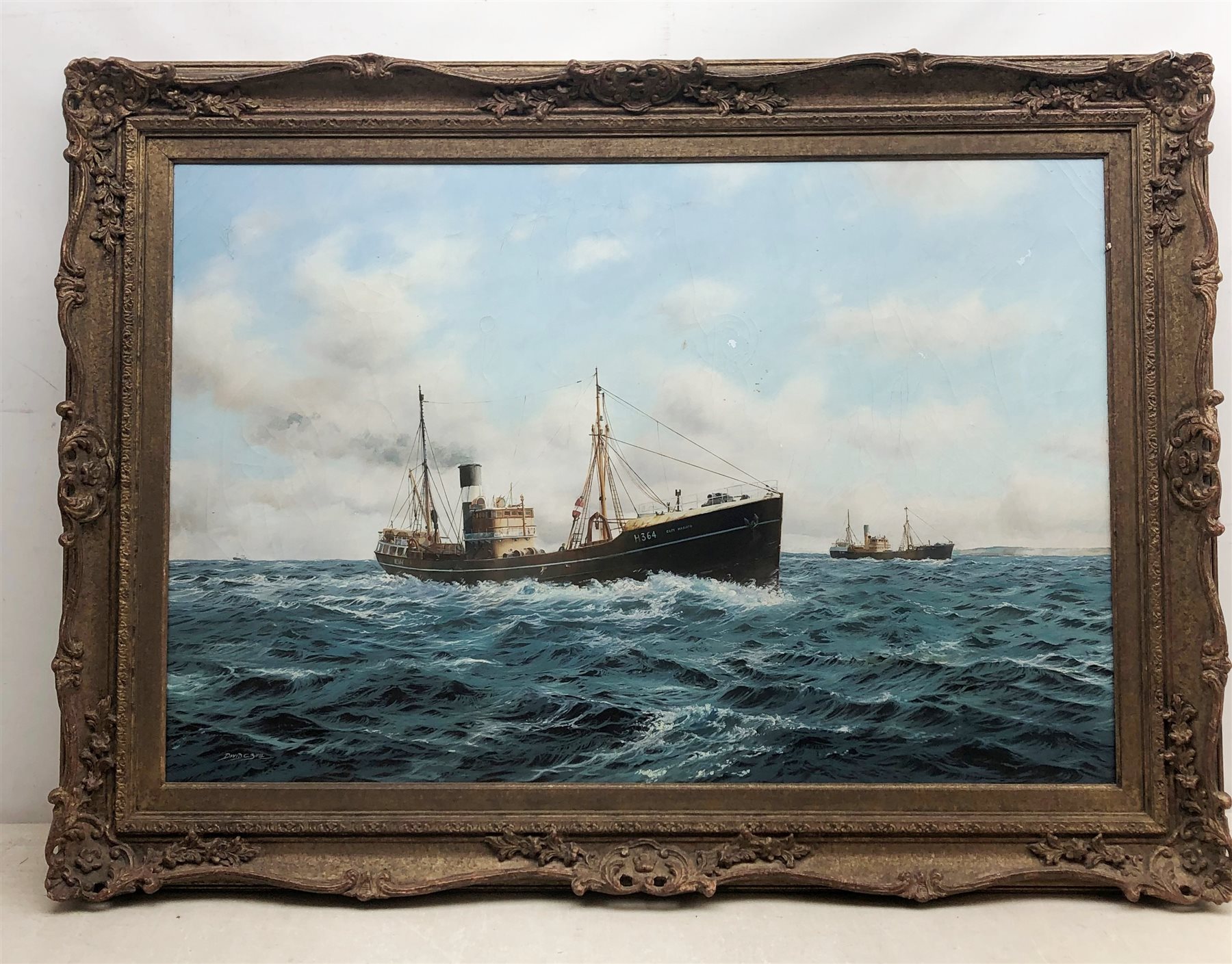 David C Bell (British 1950-): Hull Trawler 'Cape Mariato H364' in open waters, oil on canvas signed - Image 2 of 2