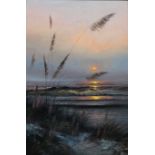 Van Hagan (20th century): Sunset on the Shoreline, oil on board signed 75cm x 50cm