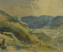 George Robert Fathers (British 1898-1968): Looking over a Yorkshire Dale, watercolour signed and dat