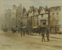 F A C (19th/20th century): 'Whitechapel E.C' London, watercolour signed with initials and titled 17c