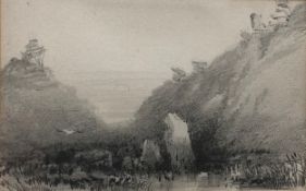 Henry Barlow Carter (British 1804-1868): 'Valley of the Rocks Lynton Twilight', pencil unsigned, tit