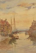Albert George Stevens (Staithes Group 1863-1925): 'Old Bridge Whitby', watercolour signed, titled ve