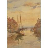 Albert George Stevens (Staithes Group 1863-1925): 'Old Bridge Whitby', watercolour signed, titled ve