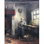 Albrecht Mulder (19th/20th century): Dutch Interior, oil on canvas laid on board signed and dated '