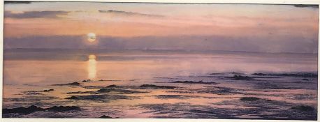 Wendy Corbett (British 1953-): Sunset on the Coast, watercolour signed 23cm x 63cm (mounted)