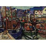 Michael Doll (20th Century): Fishing Boats in Scarborough Harbour, oil on board signed and dated '68