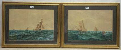 J W Pringle (19th/20th century): Grimsby Fishing Boat and other Sailing vessels, pair watercolours s