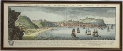 After Samuel and Nathaniel Buck (British 18th century): 'The South Prospect of Scarborough', colour