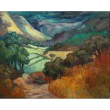 Expressionist School (Mid 20th century): Rolling Landscape, impasto oil on canvas