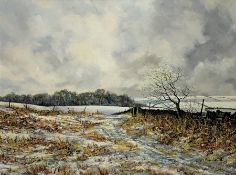 John Freeman (British 1942-): Winter Landscape on the North Yorkshire Moors, oil on board with impas