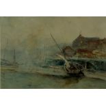 Frederic Stuart Richardson (Staithes Group 1855-1934): Low Tide in the Harbour, watercolour signed 2