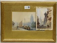 Paul Marny (French/British 1829-1914): Riverside and City scenes, two watercolours signed 14cm x 23c