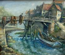 English School (Contemporary): Staithes Beck, oil on artist's board unsigned 24cm x 29cm