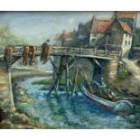 English School (Contemporary): Staithes Beck, oil on artist's board unsigned 24cm x 29cm