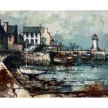 Aldo (Continental 20th century): 'Le Quai', oil on canvas signed, titled verso on Alexander Gallery,