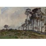 Fred Lawson (British 1888-1968): Windswept Trees, watercolour signed and dated 1962, 27cm x 38cm