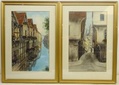 S J 'Toby' Nash (British 1891-1960): The Weaver's House and Mercery Lane Canterbury, pair watercolou