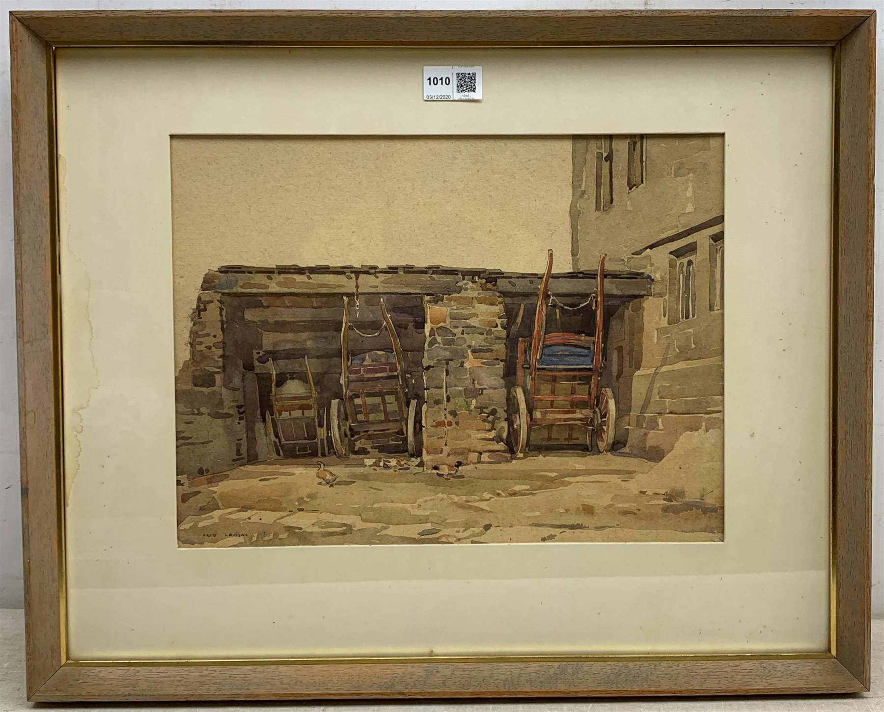 Fred Lawson (British 1888-1968): Dales Cart-shed, watercolour signed 27cm x 36cm - Image 2 of 3
