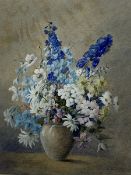 V L Fawkes (Mid 20th century): 'Summer Flowers', watercolour signed, titled with artist's address We