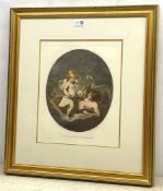 F Bartolozzi after Joshua Reynolds: 'Venus Chiding Cupid for Casting Accounts', 20th century coloure