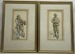 William Henry Pike (British 1846-1908): Portraits of a Countryman, pair watercolours signed 21cm x 1