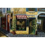 Continental School (Late 20th century): French Corner Cafe, oil on canvas unsigned 60cm x 90cm